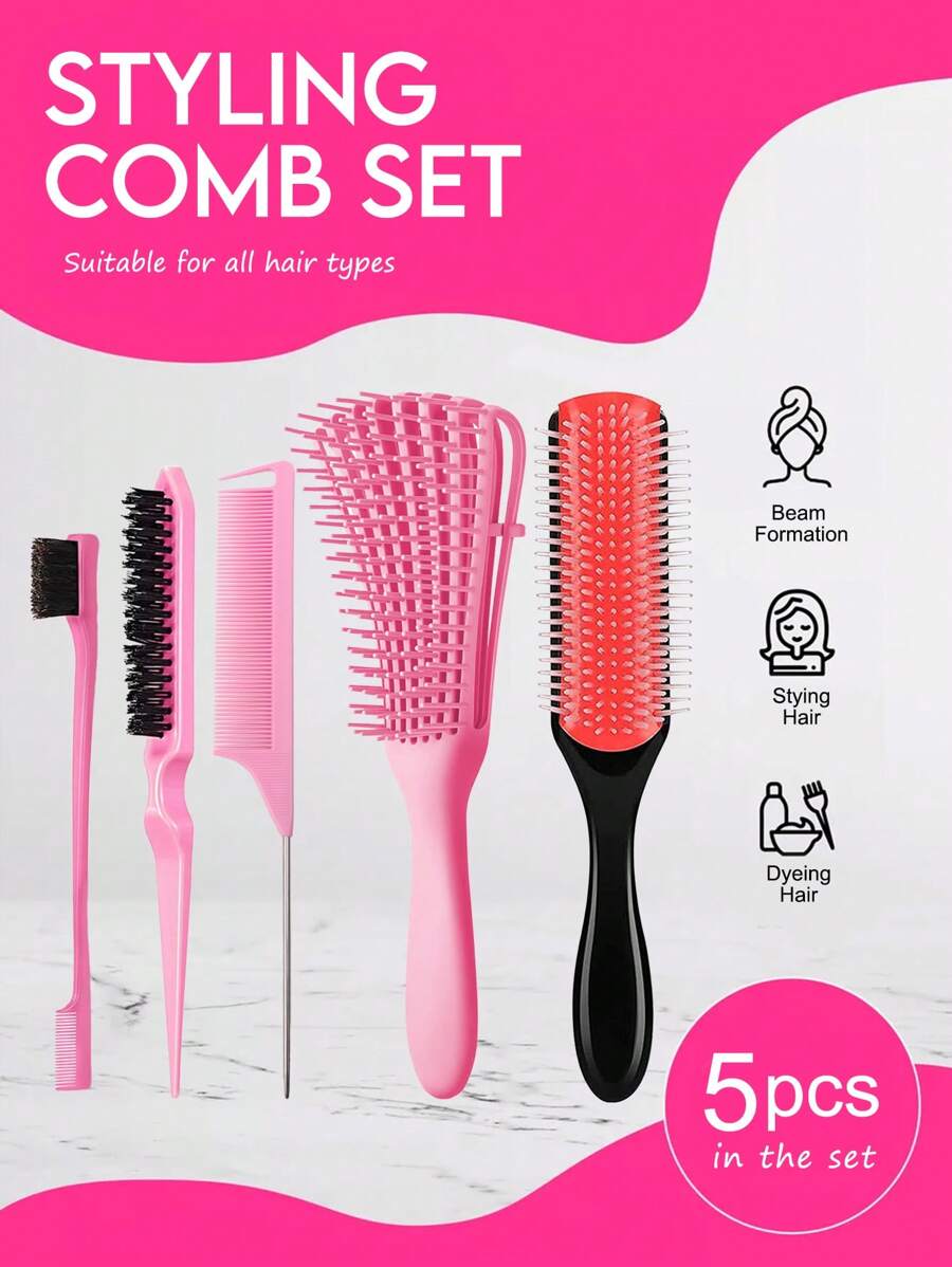 5 Pcs Detangling Brush Set